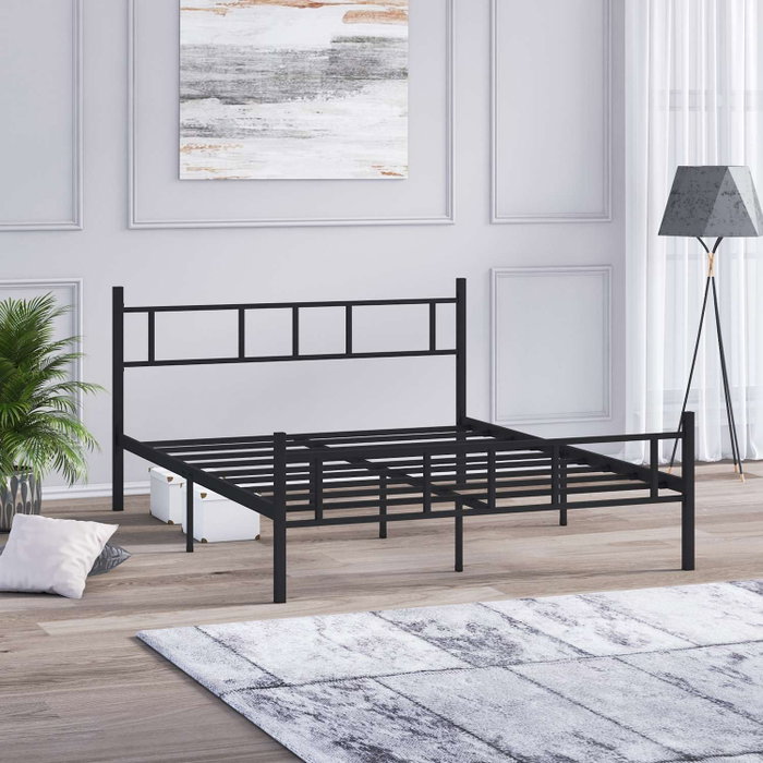 Hanah Home Cama Doble Metal Negro 140x200